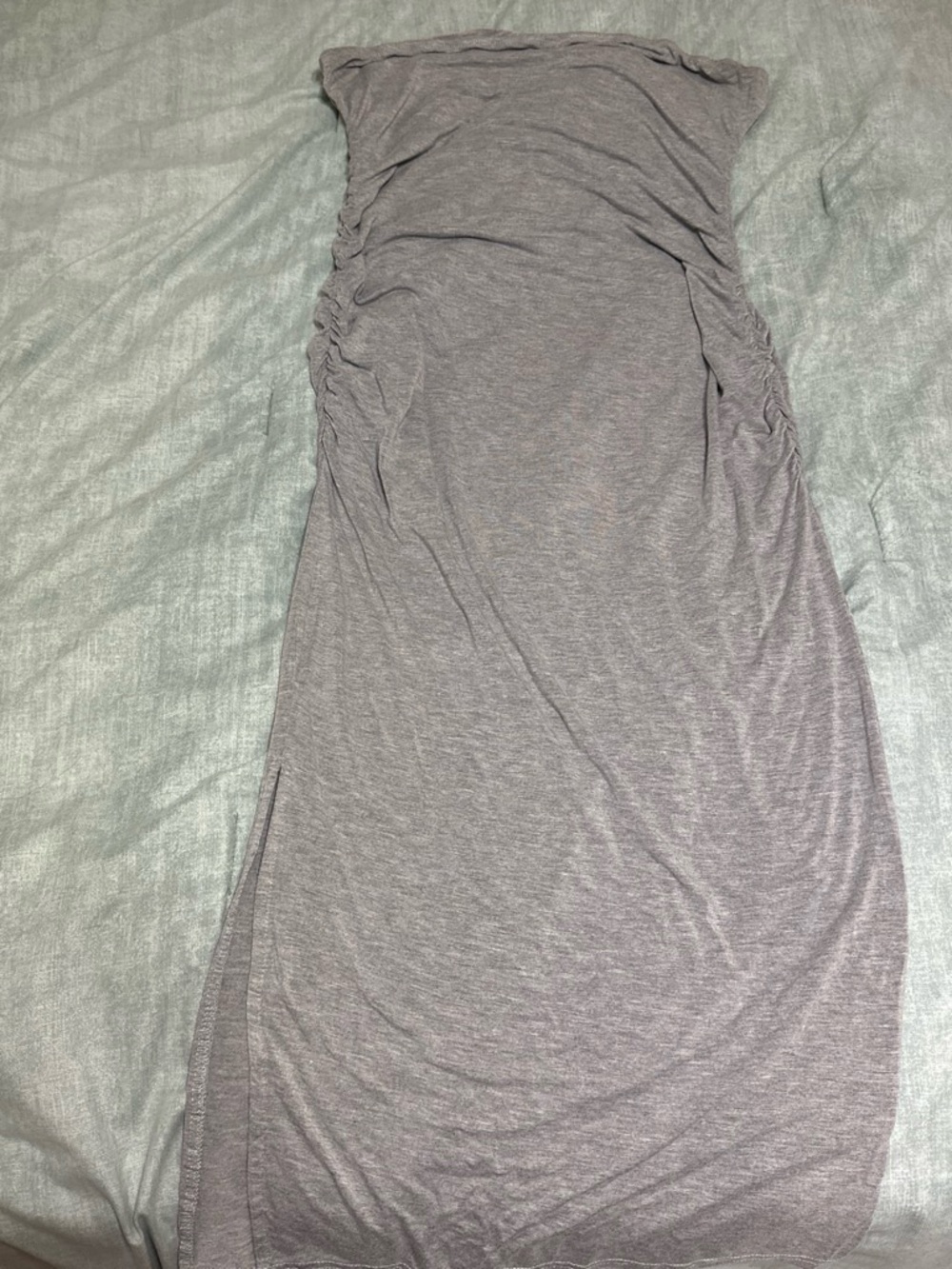 Strapless Ruched Side Maxi Dress - Gray